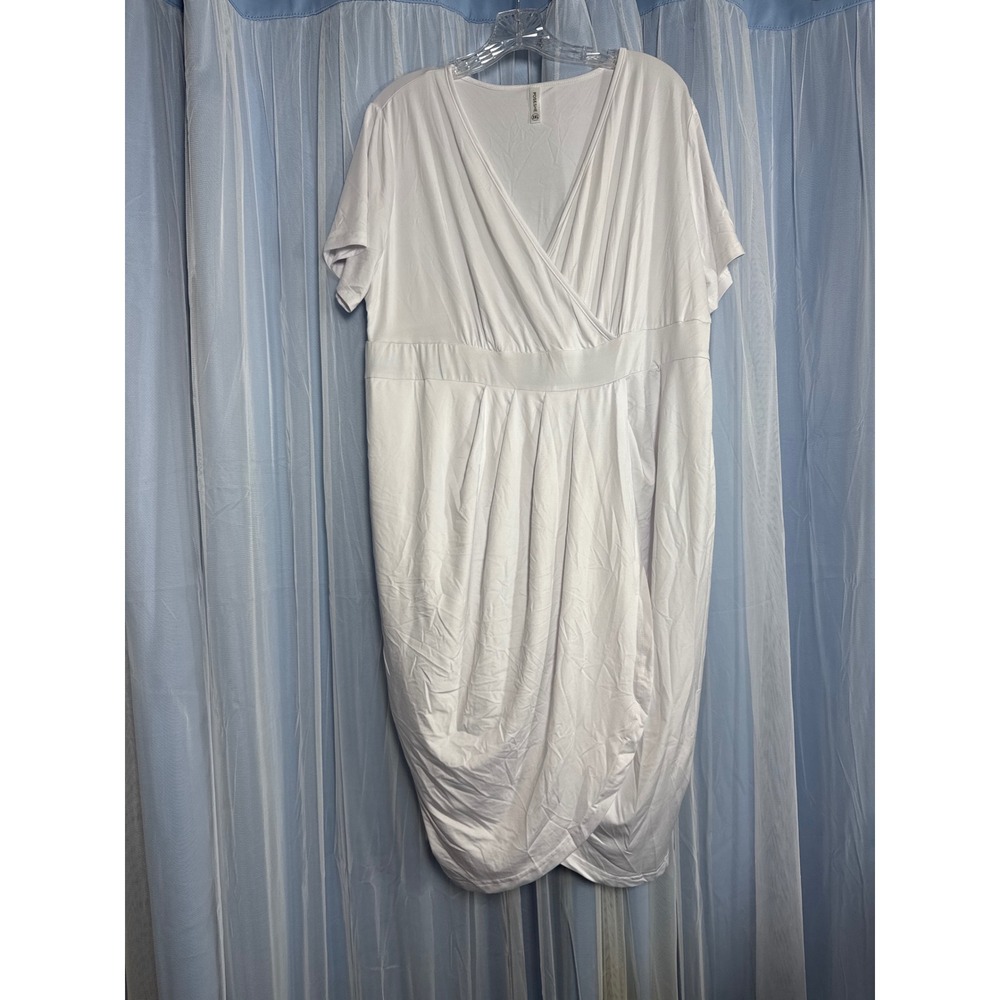 POSESHE Dress Womens 3XL Faux Wrap Tulip White EUC